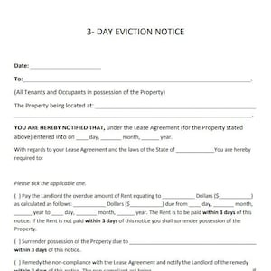 3 Day Eviction Notice