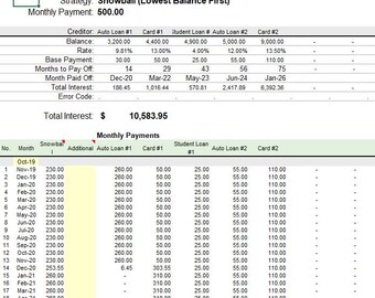 Debt Reduction Calculator Excel File