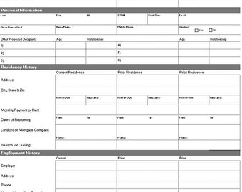 Rental Application Template