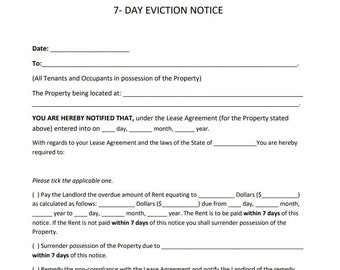 7 Day Eviction Notice
