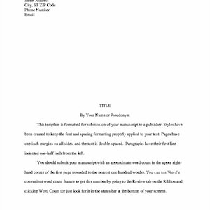Proper Story Manuscript Format