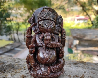 Ganesh Figurine,13.CM Gomed Ganesha Sculpture, Hessonite Semiprecious stone Ganesha,Semi precious Stone Ganesh,Ganesha Carving