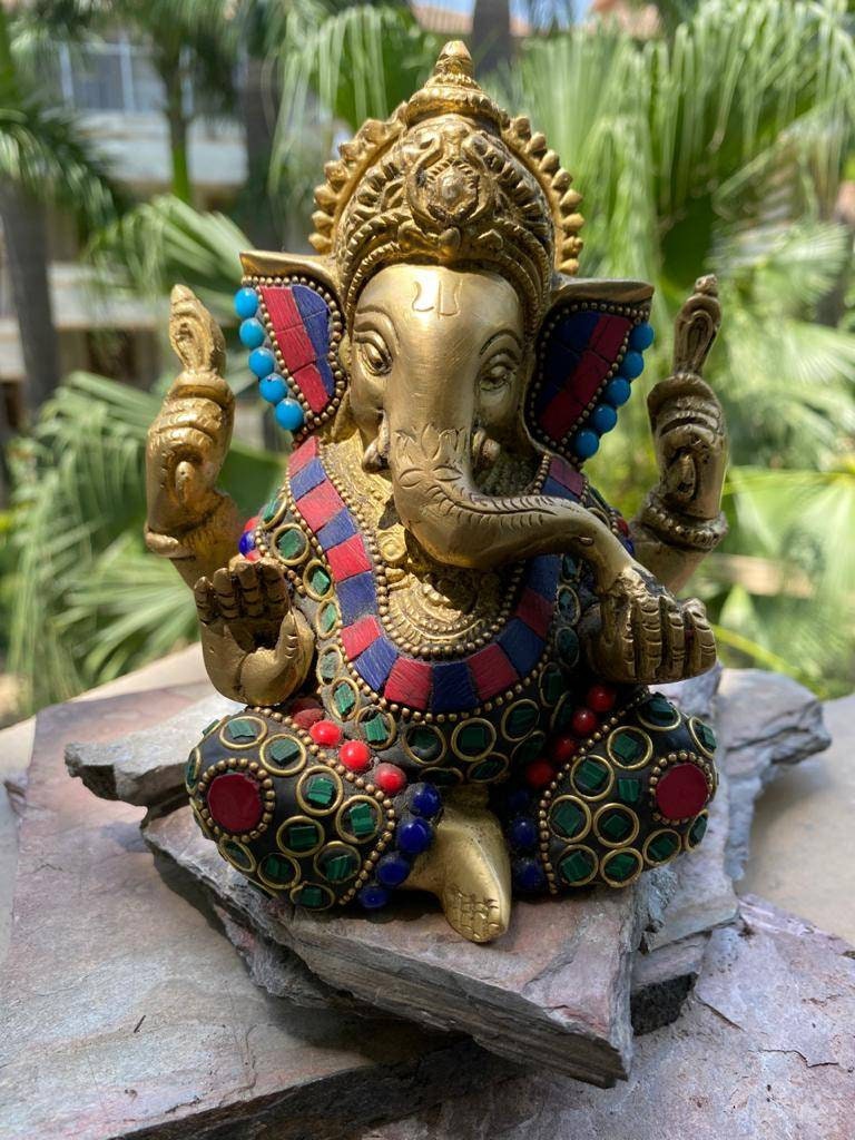 Brass Dancing Ganesha Set 6 Inch Lord Ganesha Statue 