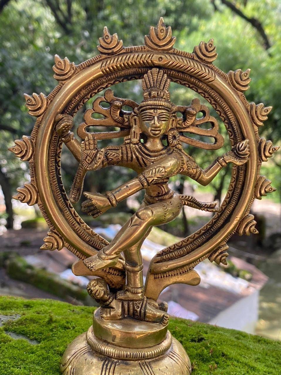 Dancing Shiva Nataraja Statue, 17 Cm Small Brass Dancing Shiva Natraj Idol,  Temple Mandir Altar Yoga Studio Decor, Outdoor/ Indoor Decor 