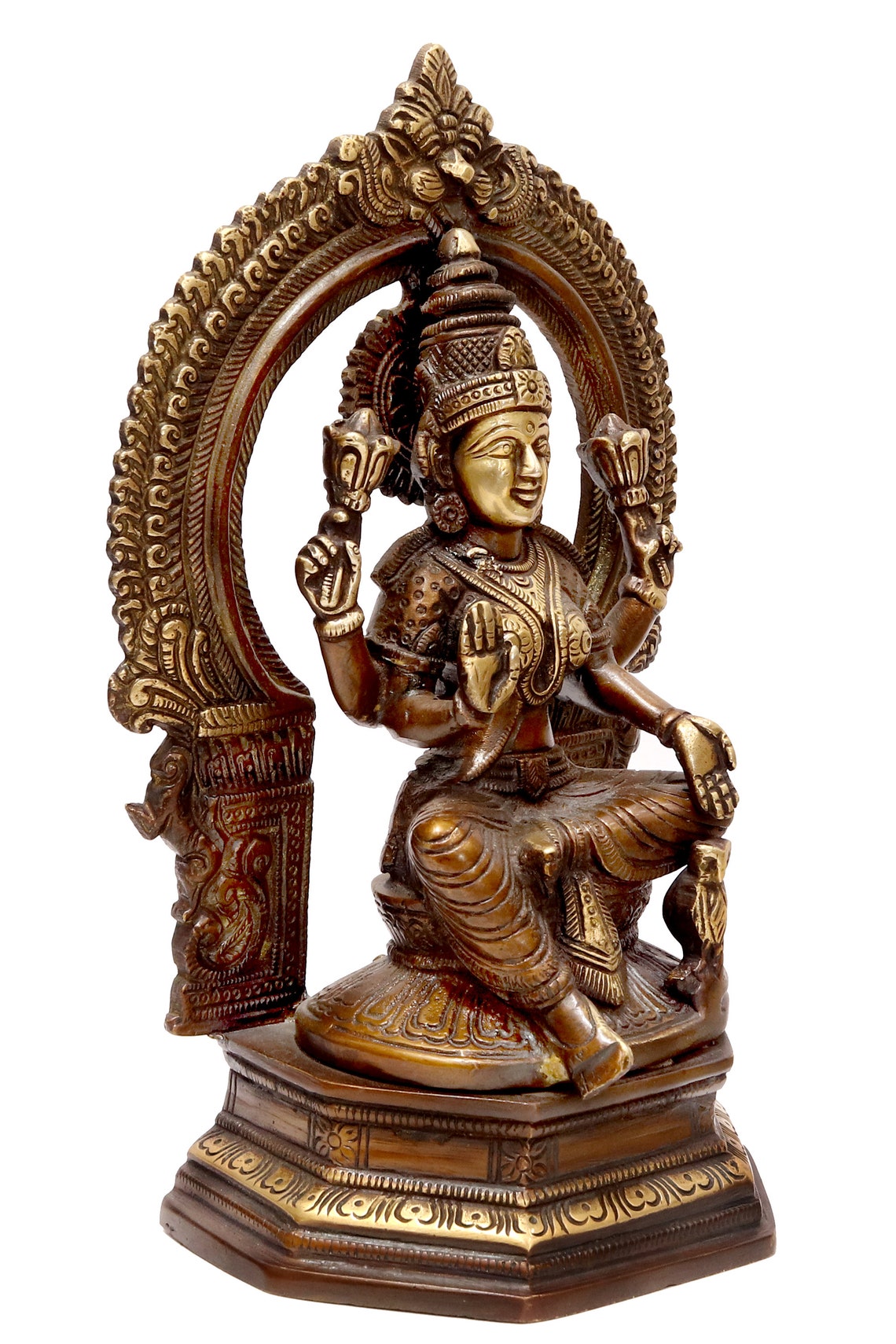 Goddess Lakshmi Statue in Brass Sitting Laxmi Idol 24 Cm With Etsy