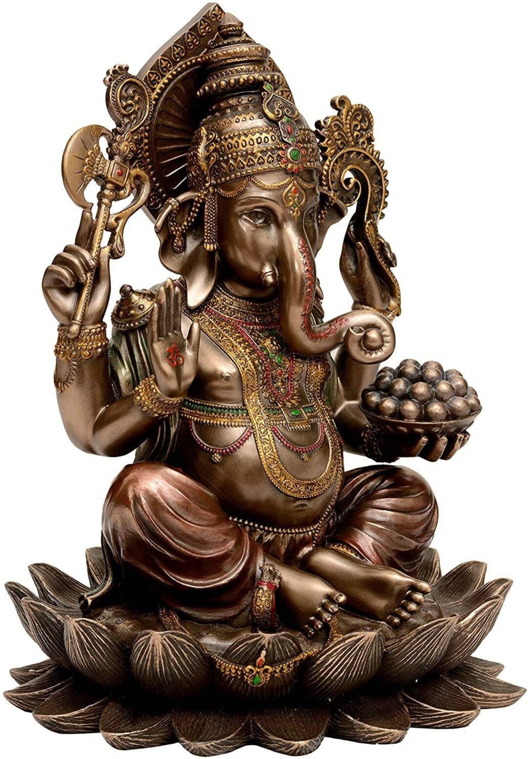 Big Ganesha Statue 12 Inch Bronze Finish Ganesha Idol for Altar Temple Decor , Lord Ganpati
