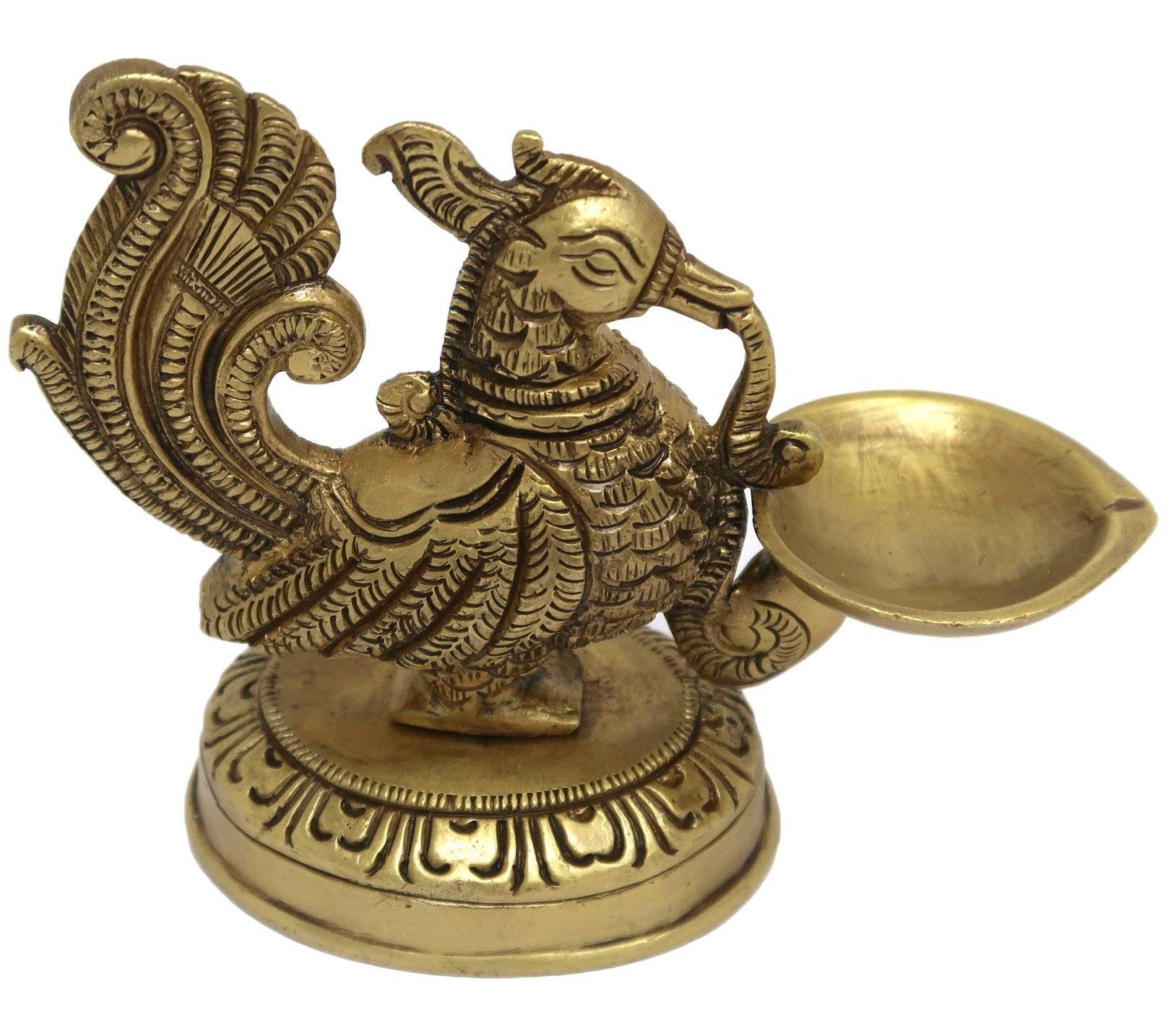 diya paon diya en laiton pour décoration de temple puja, 4, 3 pouces, lampe à huile sur pied la maison, mandir, pooja, autel, diamètre d'huile,