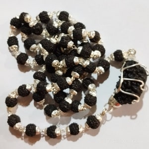 Ek Mukhi Rudraksha Black Rudraksha Mala Natural Rudraksha Beads Silver