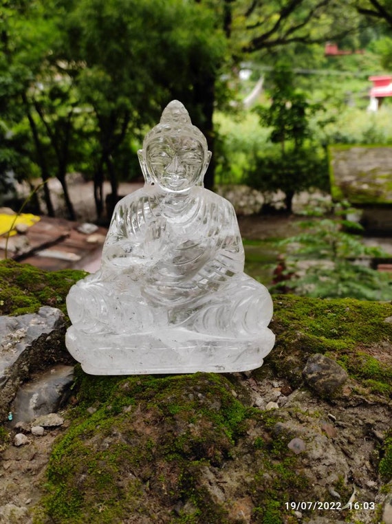 CLEAR QUARTZ Crystal Buddha Crystal Carving Housewarming Etsy