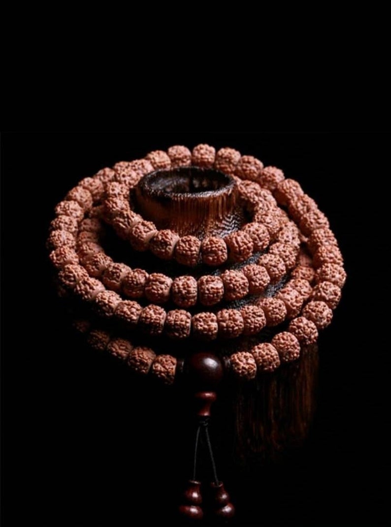 Handmade Vintage Large 16mm Rudraksh 108 Bead Japa Mala Meditation Buddhist Yoga Prayer Mala Necklace