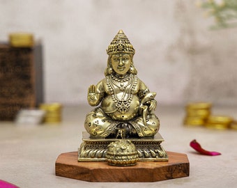 Kuber Statue, 5.5 inch, Sitting Kuvera Statue, Kubera Idol, Dik-Pala Figure, God of Wealth, Kubera Shakti, Hindu Dhan Kubera Sculpture