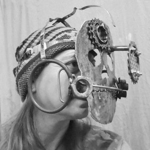 Steam-punk iron girl borg mask