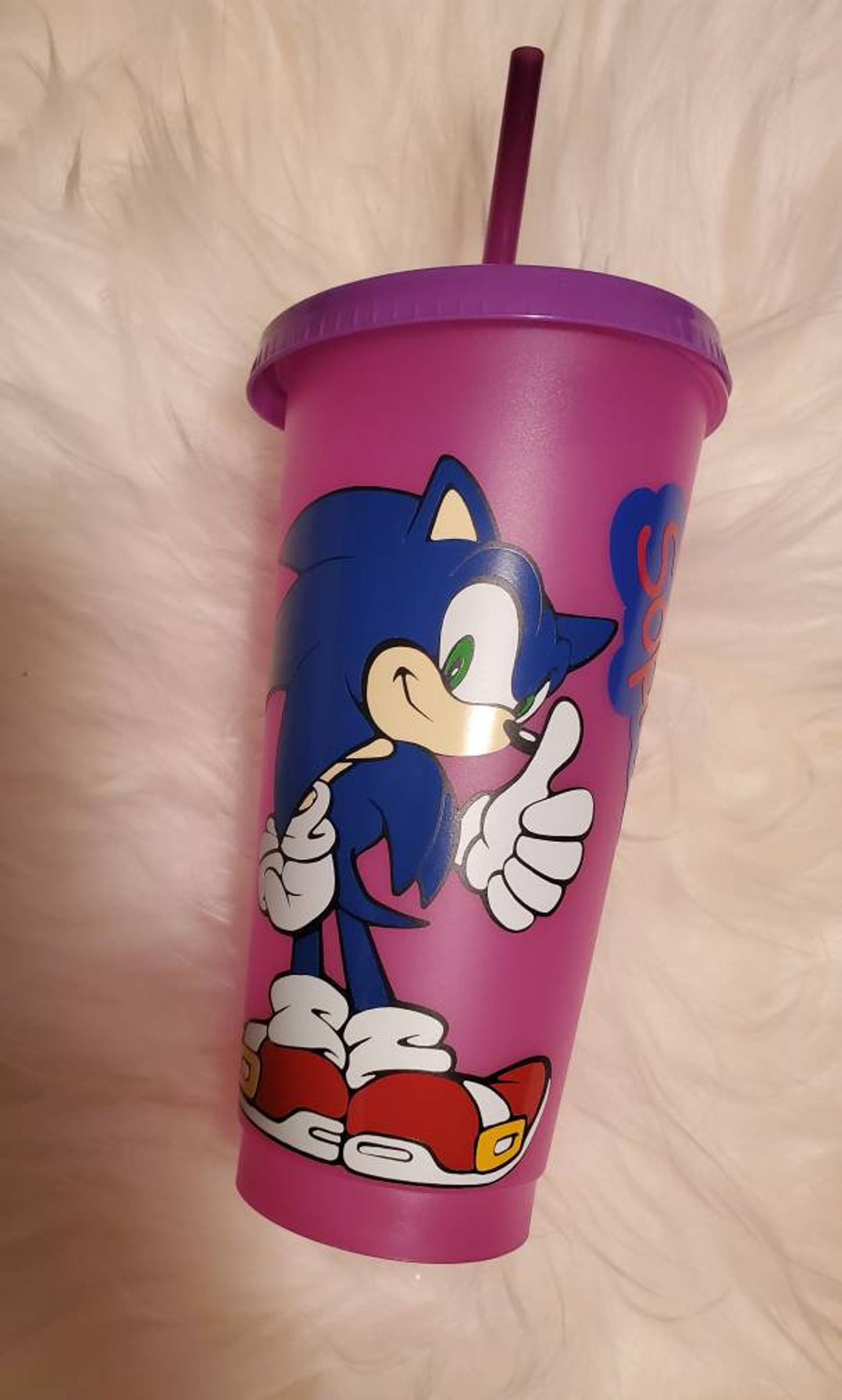 Sonic color changing 24oz cup personalized with lid and straw Etsy
