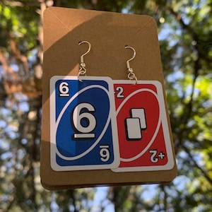 red uno reverse card earrings - Depop