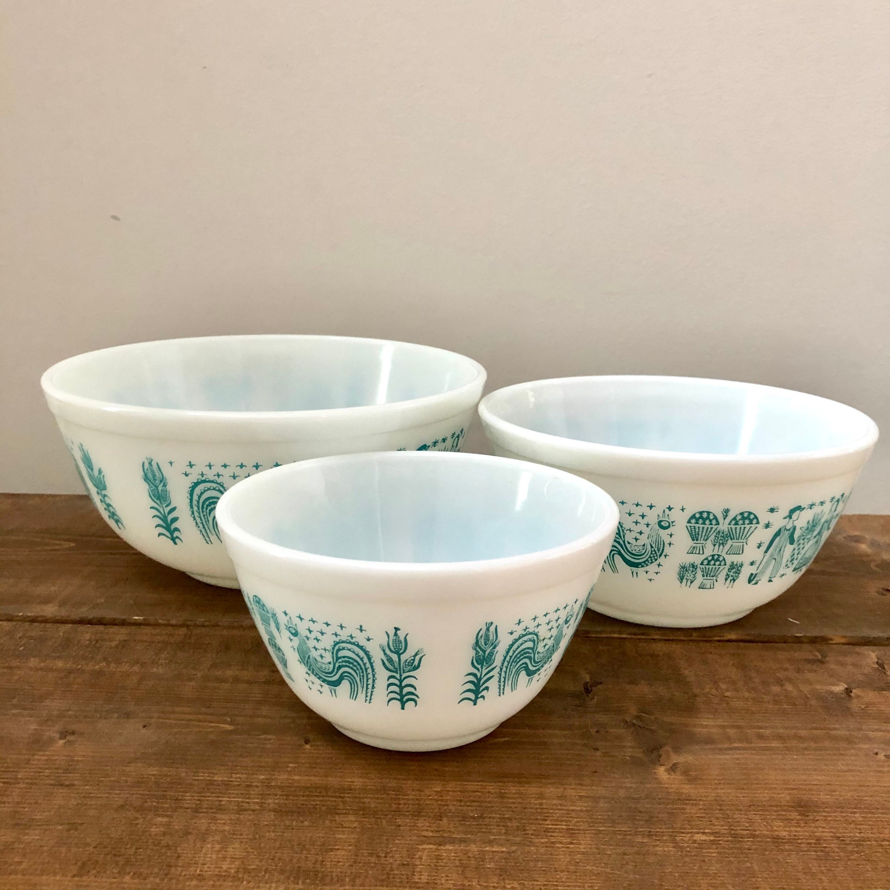 Vintage Pyrex Butterprint Blue Rooster Anidando Cuencos de Etsy
