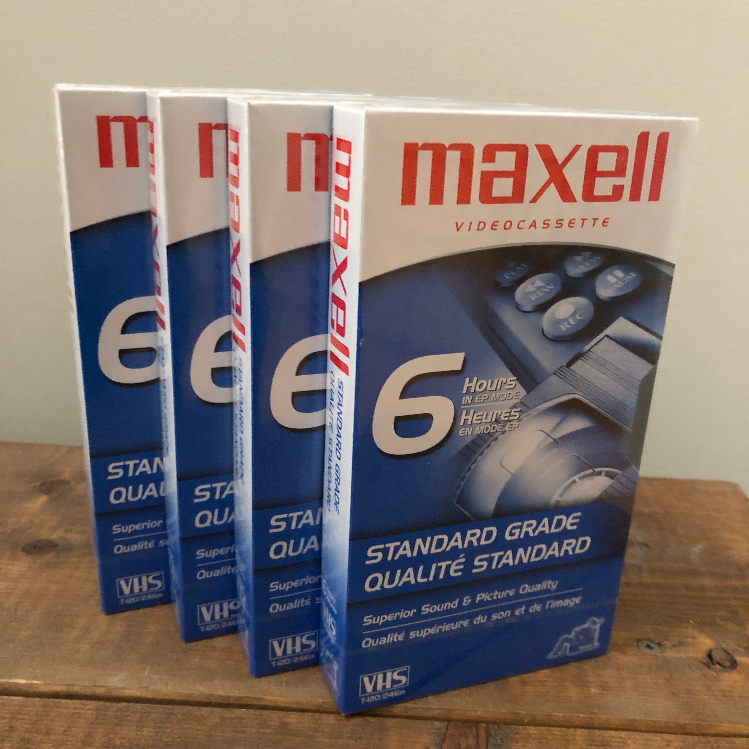 Maxell VHS Tapes Standard Grade Blank Media VCR Cassette Tape Lot Of 4 