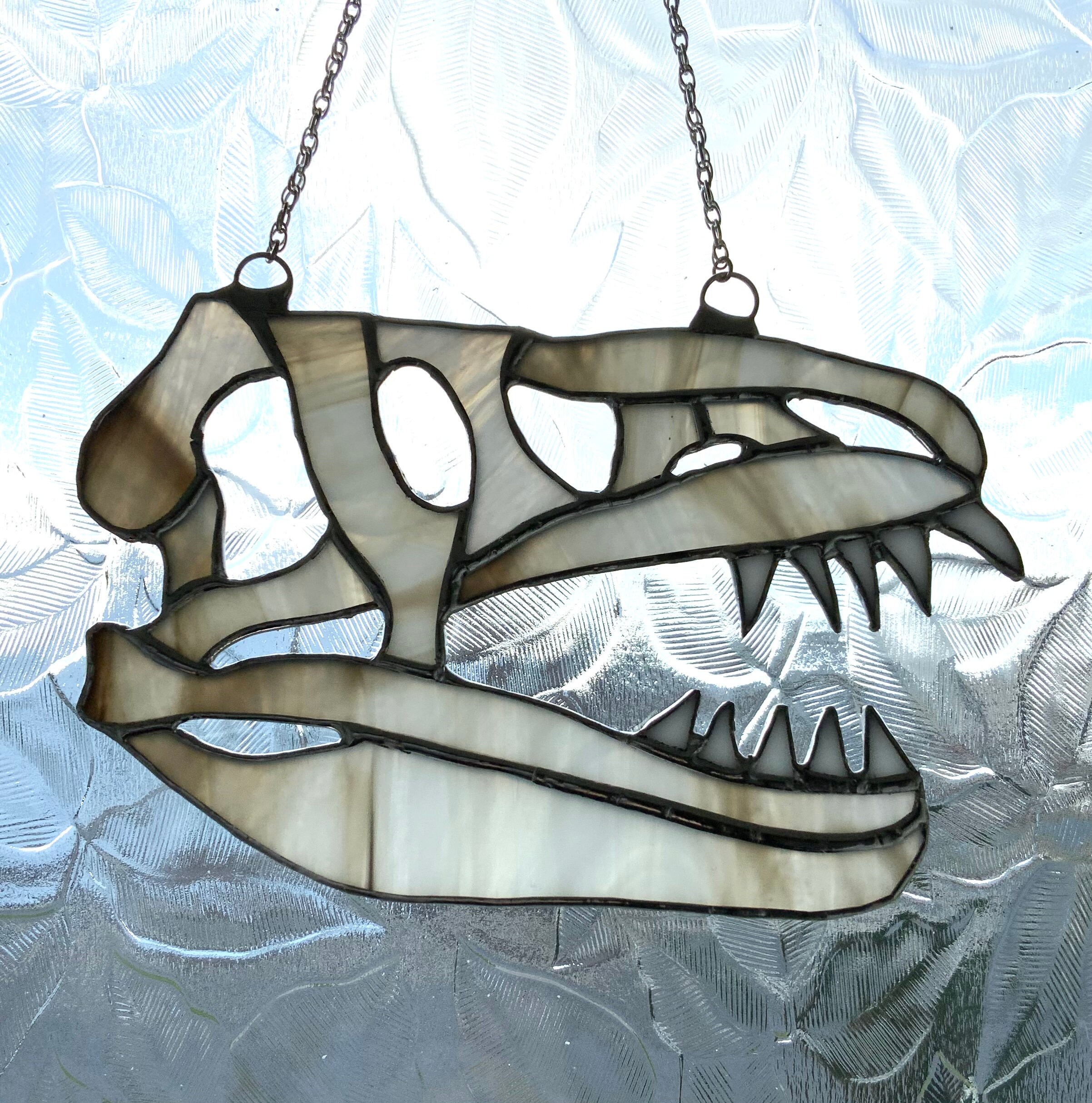 Skull Dinosaur Stained Glass Suncatcher Tyrannosaurus Sun Etsy