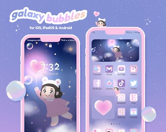 Galaxy bubbles iOS, Android, iPadOS Theme | iPad/ tablet/ desktop wallpaper