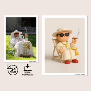 Ritratto 3D in miniatura ispirato al Papa, personaggio digitale personalizzato in stile giocattolo, divertente regalo artistico in stile figurina, immagine personalizzata per i social