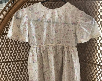 Vintage Handmade Floral and Lace Childs Dress