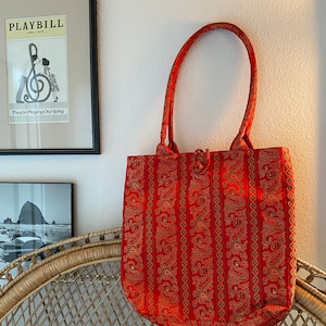 Red Silk Paisley Shoulder Bag