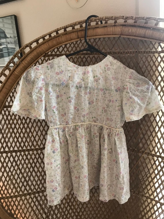 Vintage Handmade Floral and Lace Childs Dress