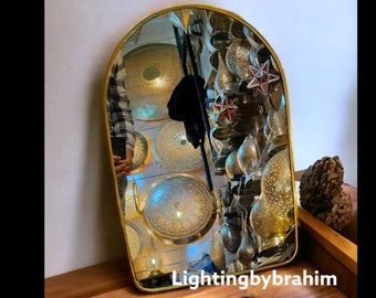 Large Decorative Brass Gold Mirror, Irregular Asymmetrical Mirror Wall Art for Entryway Decor