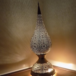 Marokkaanse hoge vloerlamp messing – staande lamp voor woondecoratie