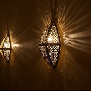 Set of 2 Moroccan sconce,Moroccan Wall Lights Lamp - Handcrafted Copper & Brass Sconce