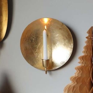 Moroccan Round brass Gold Leaf Holder Wall Sconce