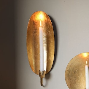 Moroccan Oval brass Gold Leaf Candlestick Holder Wall Sconce