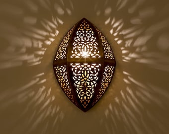 Handcrafted Moroccan Brass Wall Sconce, Exotic Home Decor