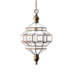 Moroccan lighting style Elegance Filigrain suspension light , glass light , brass handmade Moroccan pendant light ,