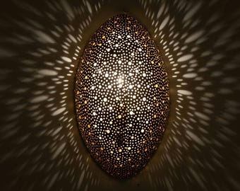 Set of 2 Moroccan Brass Wall Sconce, Indoor and Outdoor Wall Lights