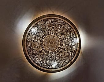 Moroccan Brass Wall Sconce, Handmade Wall Light for Hallway or Bedroom, Lighting Décor
