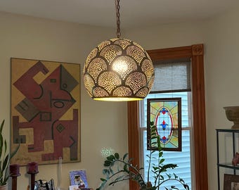 Moroccan Globe Pendant Light, Boho Hanging Ceiling Lamp for Bedroom or Hallway