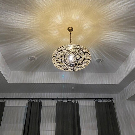 モロッコランプ - ペンダントライト 真鍮/シルバー仕上げ アンティーク