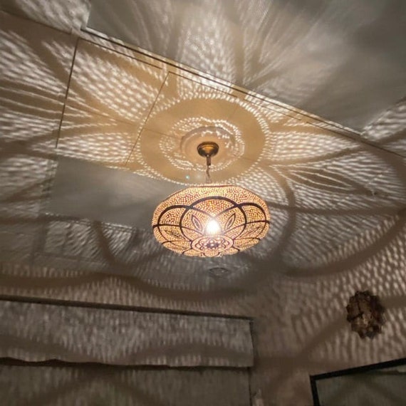 モロッコランプ - ペンダントライト 真鍮/シルバー仕上げ アンティーク