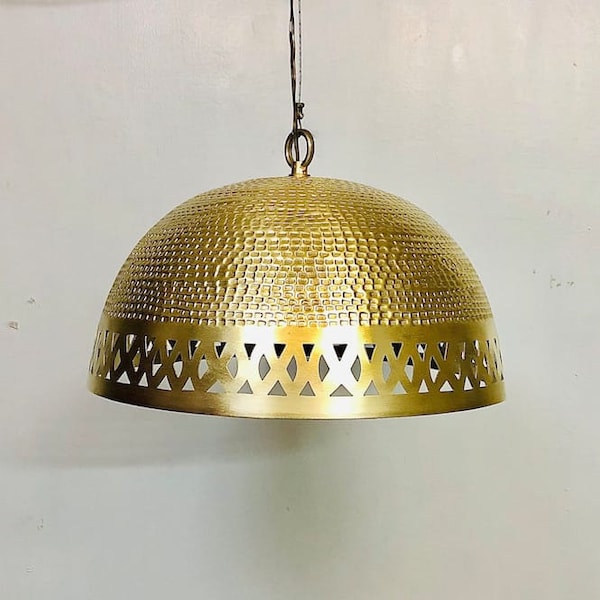 Hammered Brass Dome Light Fixtures Moroccan Ceiling Lights Pendant Lights marocain Pendant Lights Light Fixture, Solid Brass Chandelier