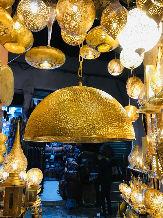 Hammered brass pendant deals