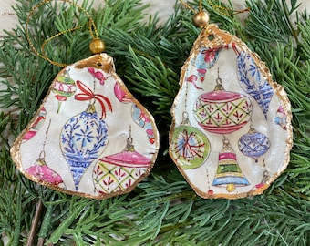 Handmade Vintage Christmas Ornament – Pink & Blue Holiday Ornaments