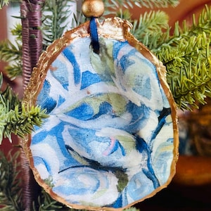 Oysters on Oyster Shell  Ornaments,  Oyster Shell Christmas Ornaments,
