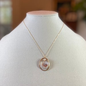 Oyster Shell Necklace: Gold-Leafed Pendant, Freshwater Pearl - Ocracoke Island