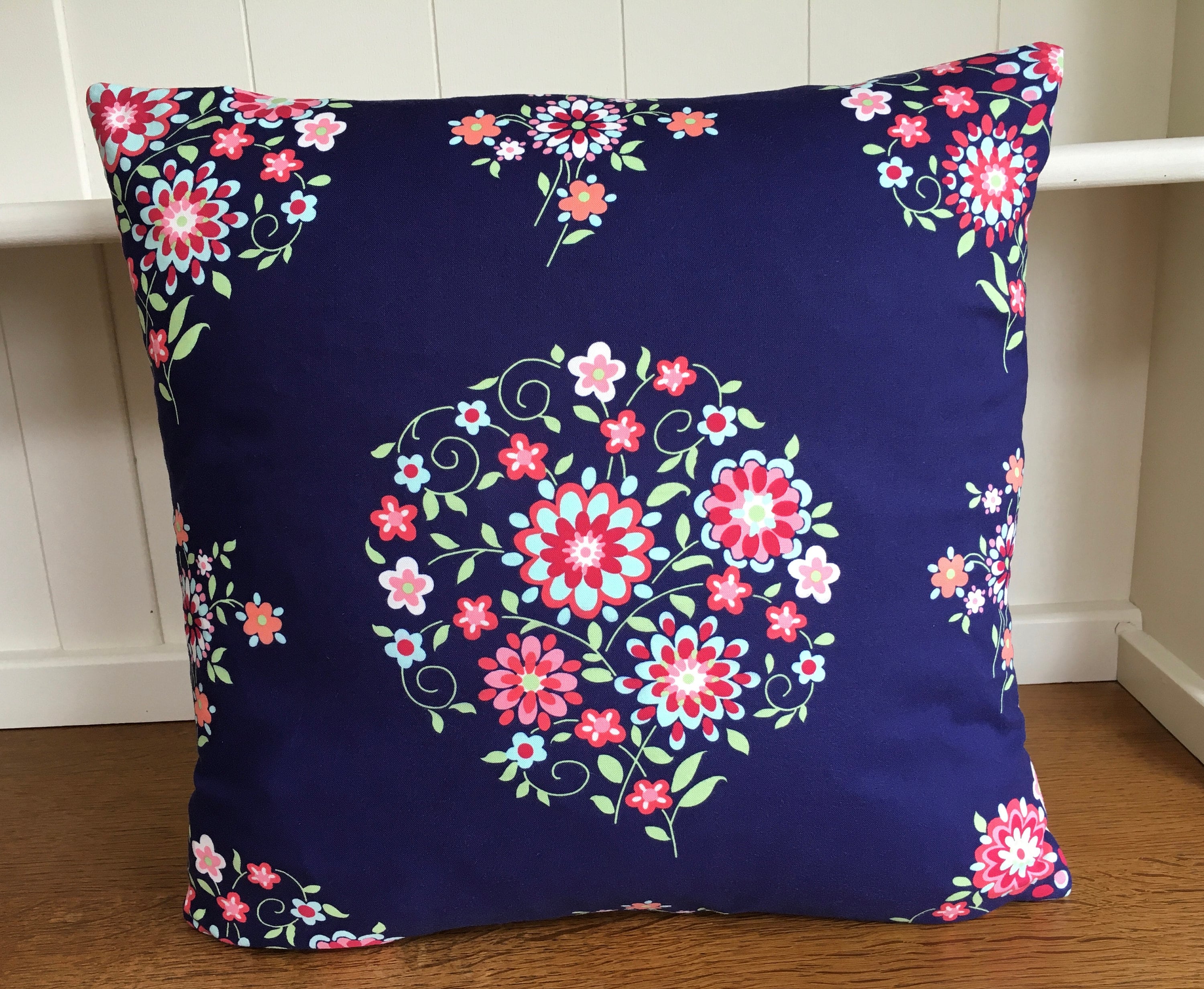 Blue Floral Cushion CoverPink Etsy