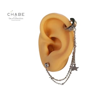Silbernes Ohrpiercing aus Edelstahl, 2 Lappen- und Helix-Aufsätze.