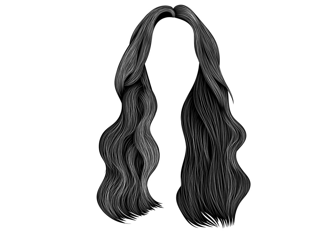 Extension Female Hairstyles clip Art Long Hair Wavy Etsy