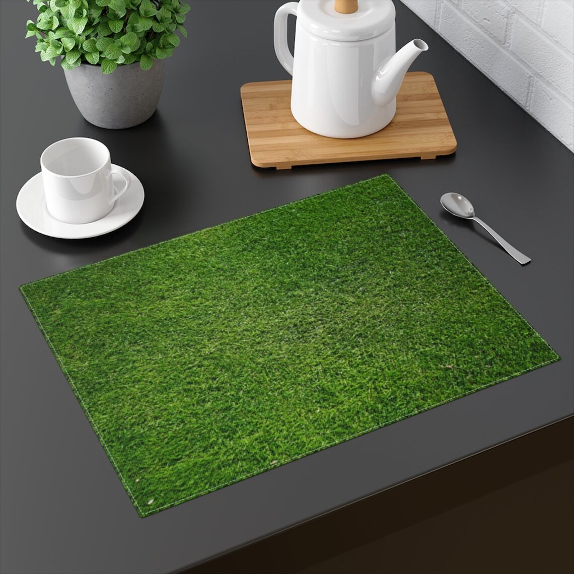 Green Grass Look Placemat Natural Alternative Abstract 100 Etsy UK