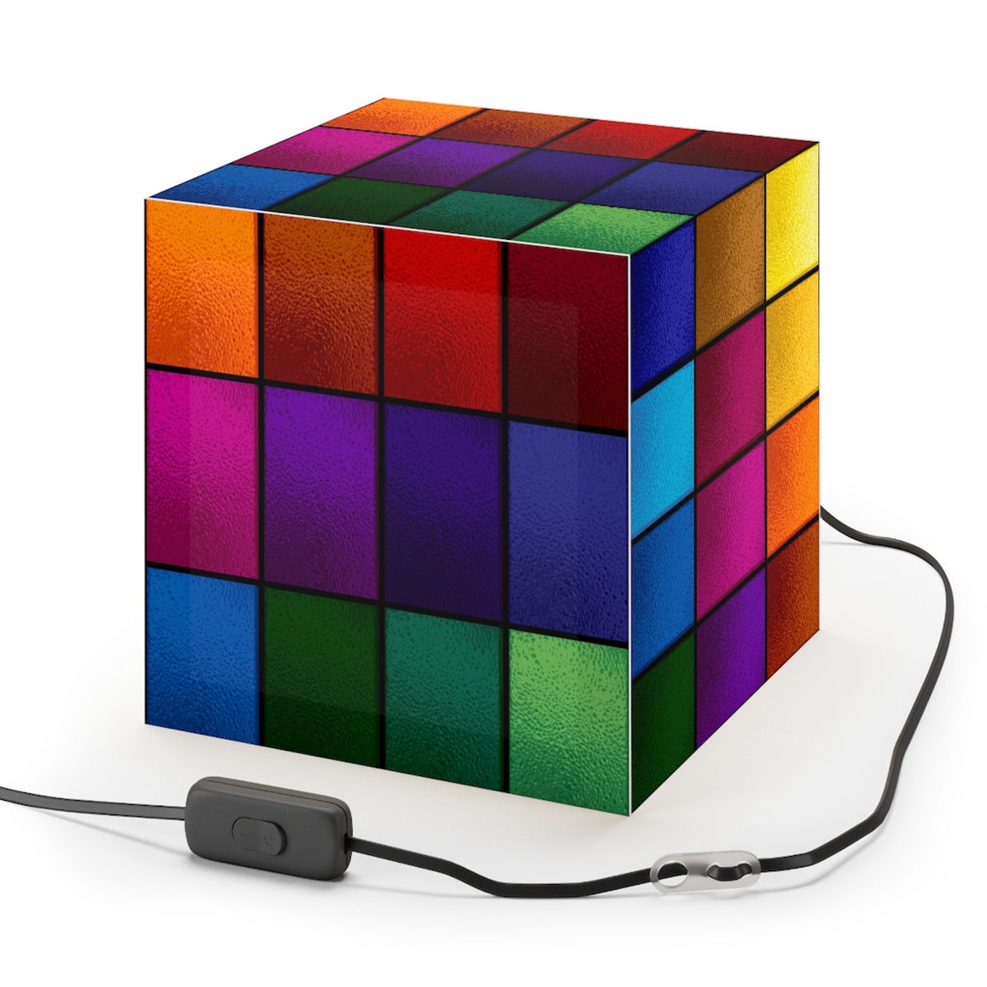 Rainbow  Cube Lamp Colorful Multi Color Lantern Abstract Graphic