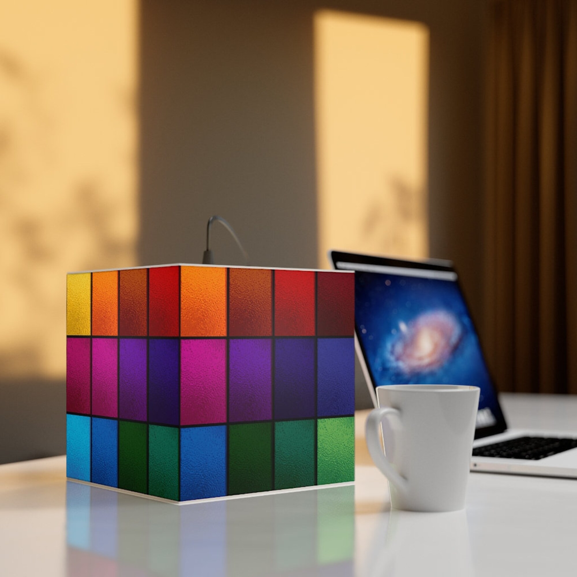 Rainbow  Cube Lamp Colorful Multi Color Lantern Abstract Graphic