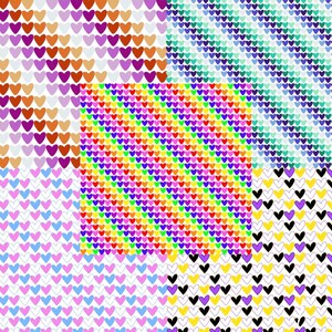 5-pack PRIDE-hjärtan sömlösa mönster (Pride, Lesbisk, Gay, Trans, Icke-binär)